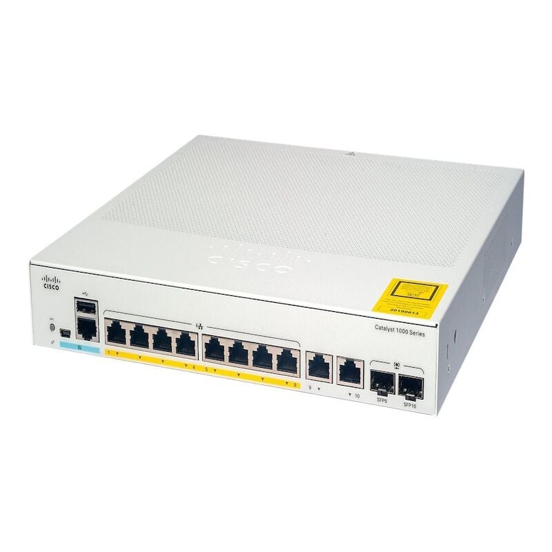C1000-8T-E-2G-L Cisco Catalyst 8 Ports Managed Switch | Refurbished