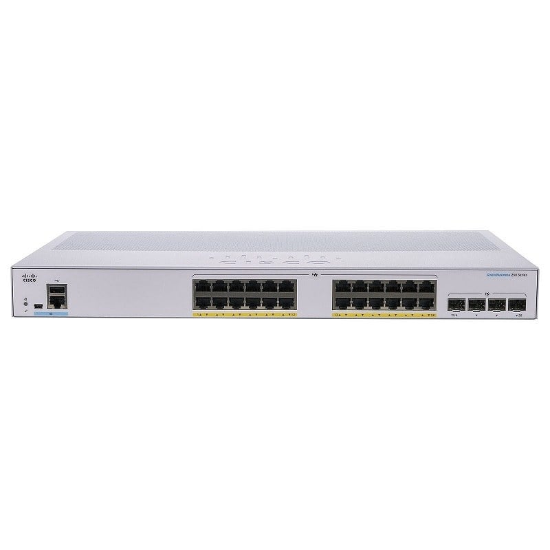 Cisco CBS250-24P-4X 24 PoE+ Ports Smart Switch 10G SFP+ Uplink | Refurbished