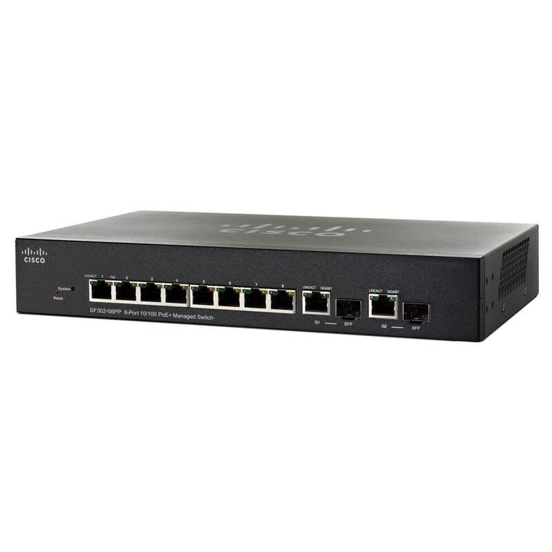 SF302-08PP-K9 Cisco 8 Ports Layer 3 Ethernet Managed Switch | Refurbished