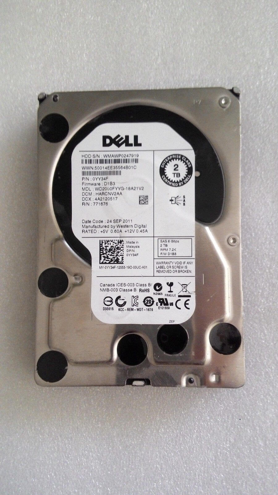 YX2NX Dell 2TB 7.2K RPM SAS-12GBPS 512E 2.5inch SFF 128MB Hard Drive For Server | Refurbished