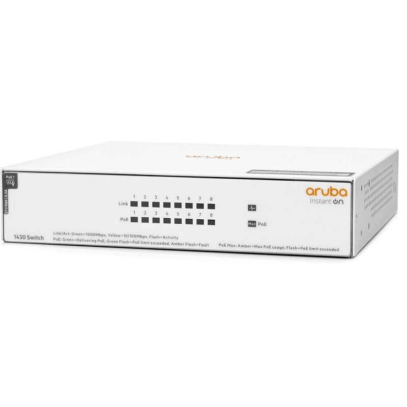 HPE R8R46A#ABA L2 8 Ports Ethernet Switch Aruba Instant On 1430 8G Class4 PoE | Brand New 3 Years Warranty
