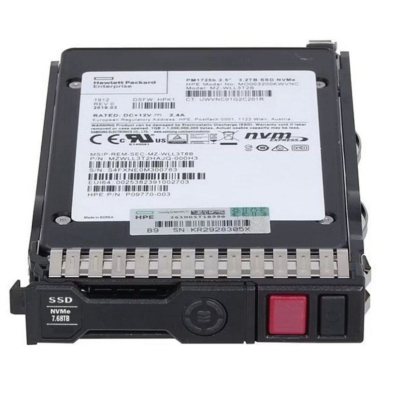 HPE VO007680KXNZT 7.68TB NVMe Read Intensive SSD SFF BC U.3 MV | Brand New 3 Years Warranty