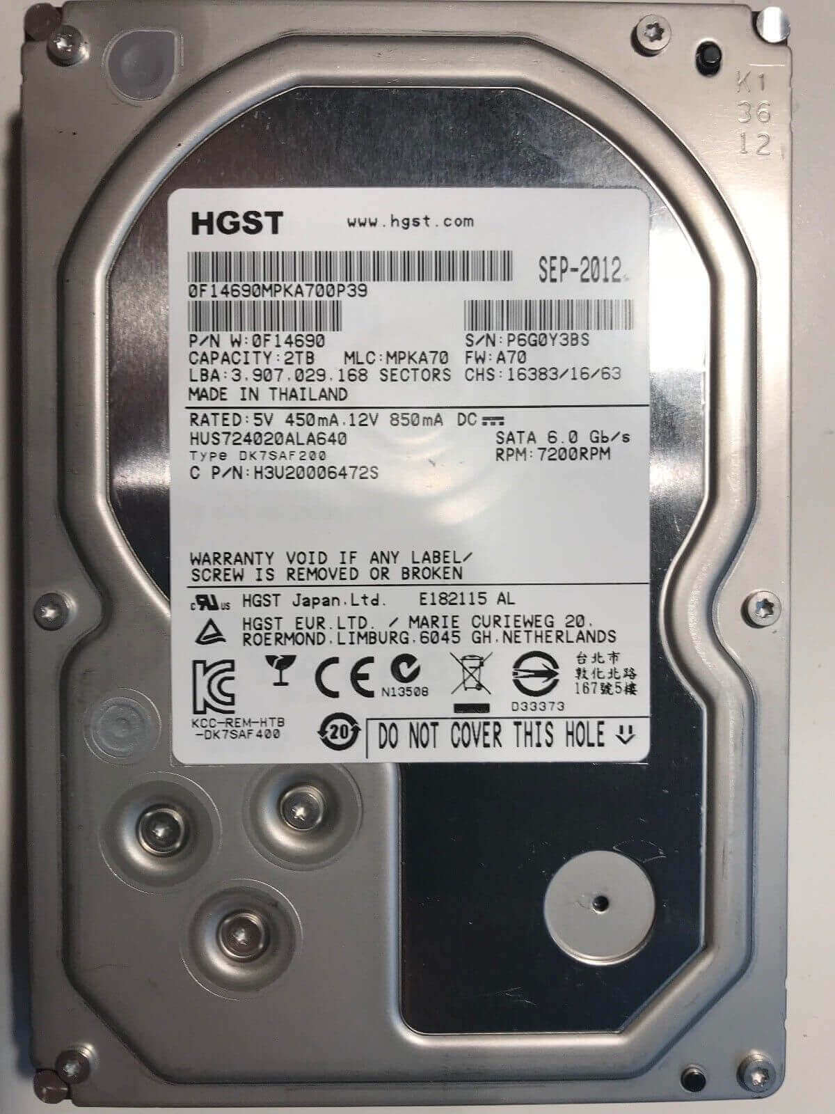 HGST Ultrastar 3.5-Inch 2TB 7200RPM SATA III 6Gbps 64MB Cache Enterprise Ha HGST Ultrastar HUA723020ALA640 2TB 7.2k RPM 3.5\" SATA-6GB⁄s HDD