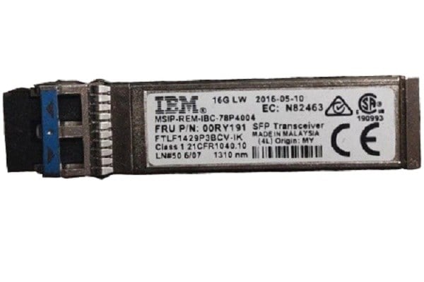 00RY191 IBM 16 GB Lwl SFP+ Transceiver For Storwize V7000 Gen2 | Refurbished
