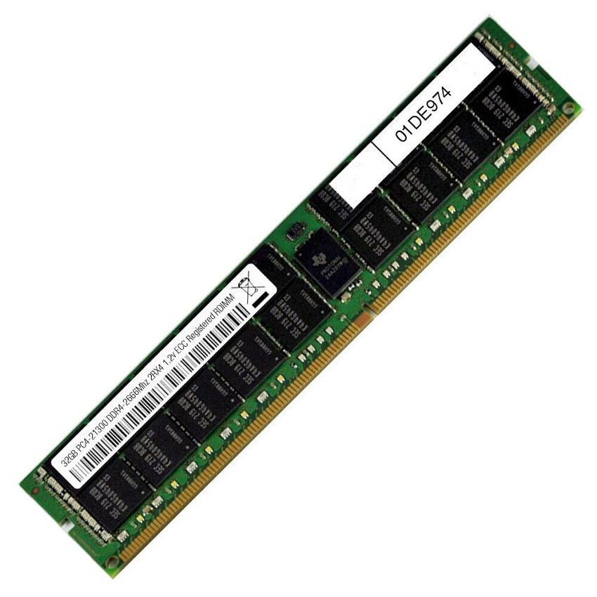 01DE974 Lenovo 32GB 1X32GB PC4-21300 DDR4-2666MHZ SDRAM Dual Rank Cl19 Ecc Registered 288-Pin Rdimm Module For Server. New Factory Sealed 3 Years Lenovo Warranty.