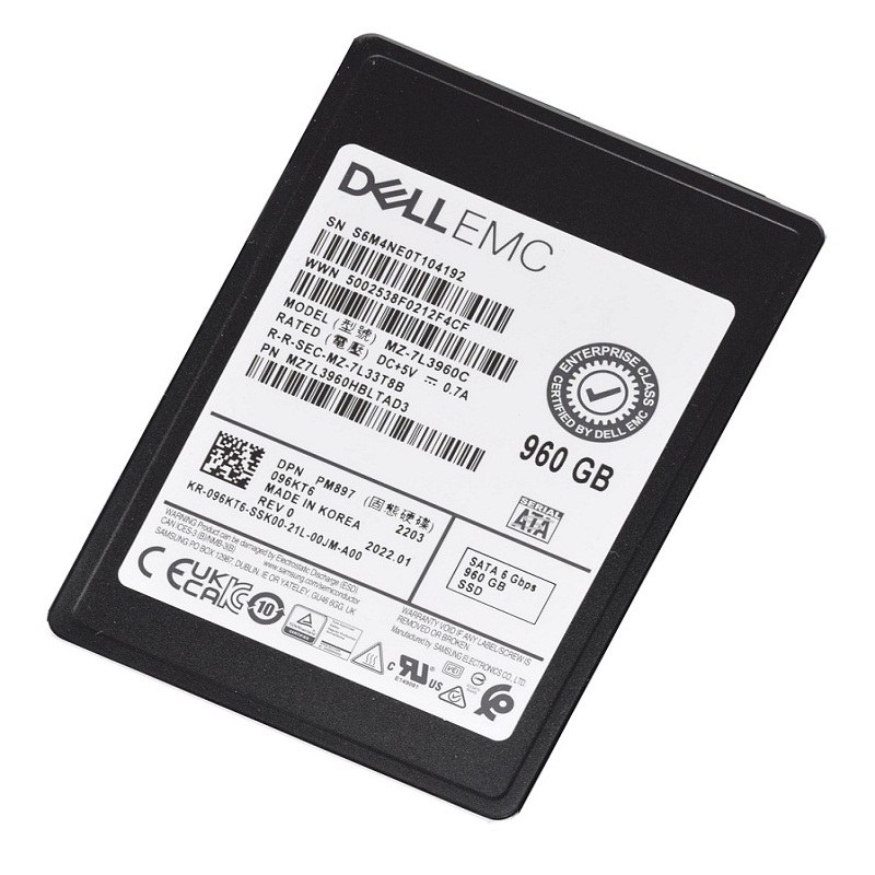 SAMSUNG PM897シリーズ 960GB Sata 6GBps 2.5インチ データセンター 内蔵ソリッドステートドライブ (MZ7L3960HBLT-00A07) 960GB 2,5\" Samsung Datacenter Enterprise 24⁄7 Industrial SSD PM897