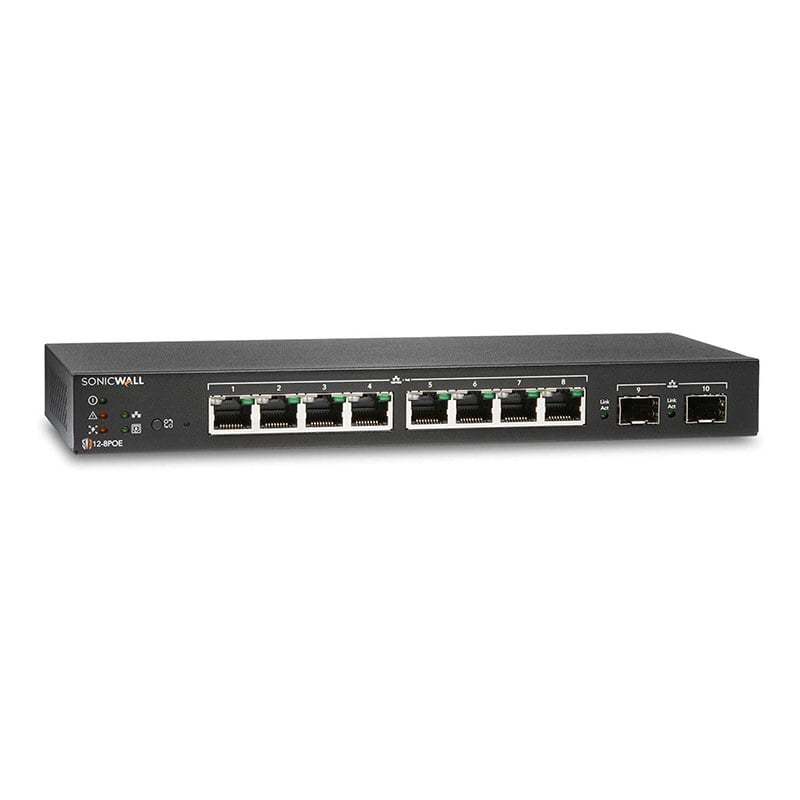 SonicWall 02-SSC-8368 20 GBPS Switch Capacity 12-8 POE 10 Ports Managed External Power Adapter | Brand New 3 Years Warranty