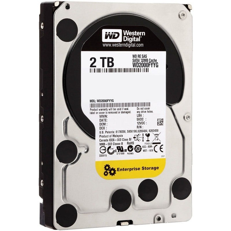 Western Digital WD2000FYYG RE 2TB 72RPM SAS 6GBPS Hard Drive 32MB Cache Internal for Server | Refurbished | Dell OEM